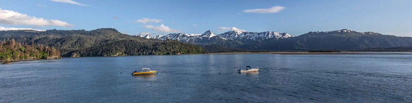 Boats anchored in China Poot Bay - Alaska